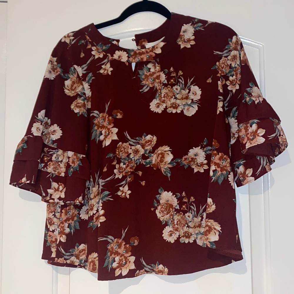Burgundy floral shirt